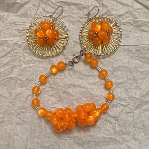 Handmade Orange Beaded Jewelry Set